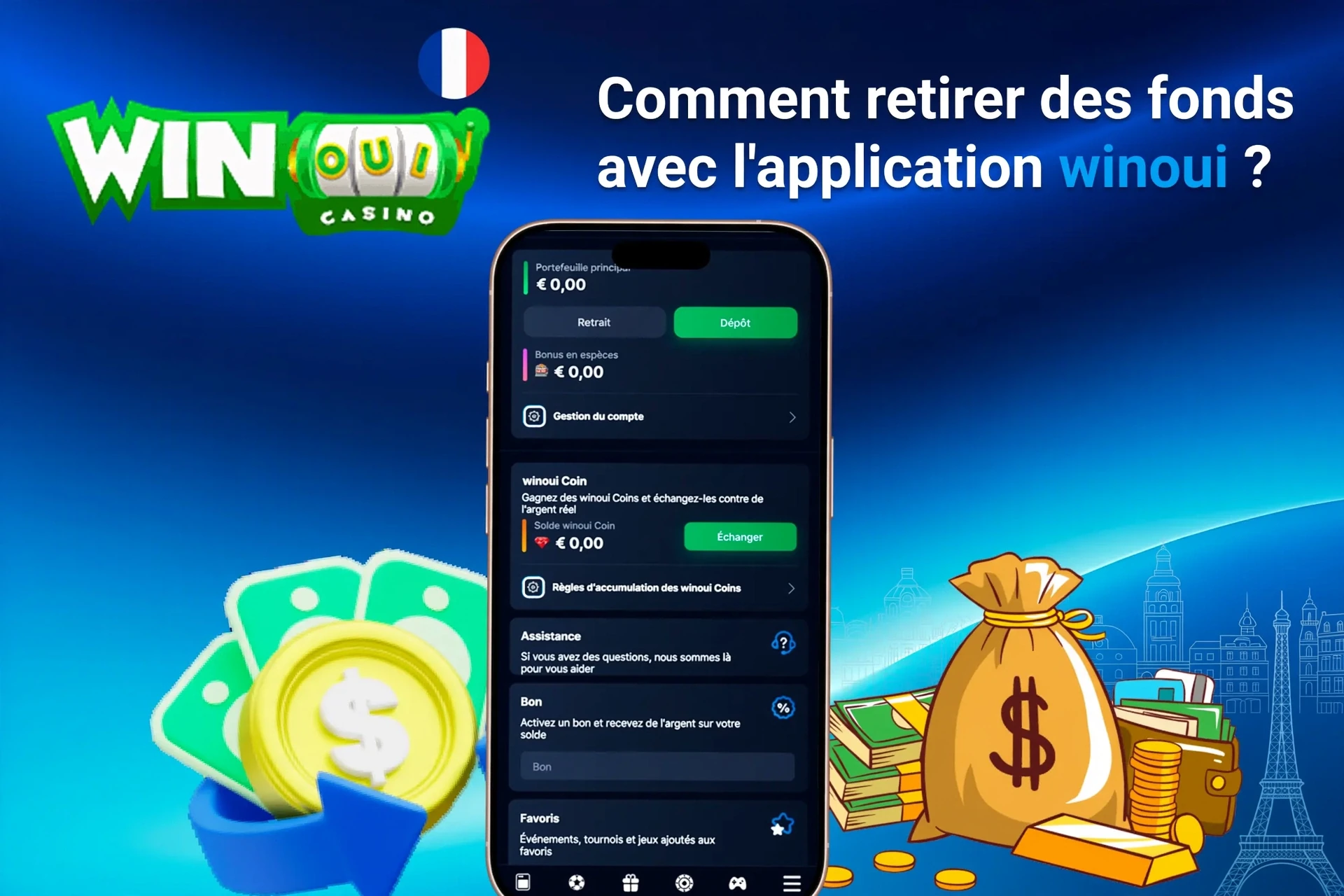 Processus d'inscription sur l'application mobile Winoui avec options de connexion sociale