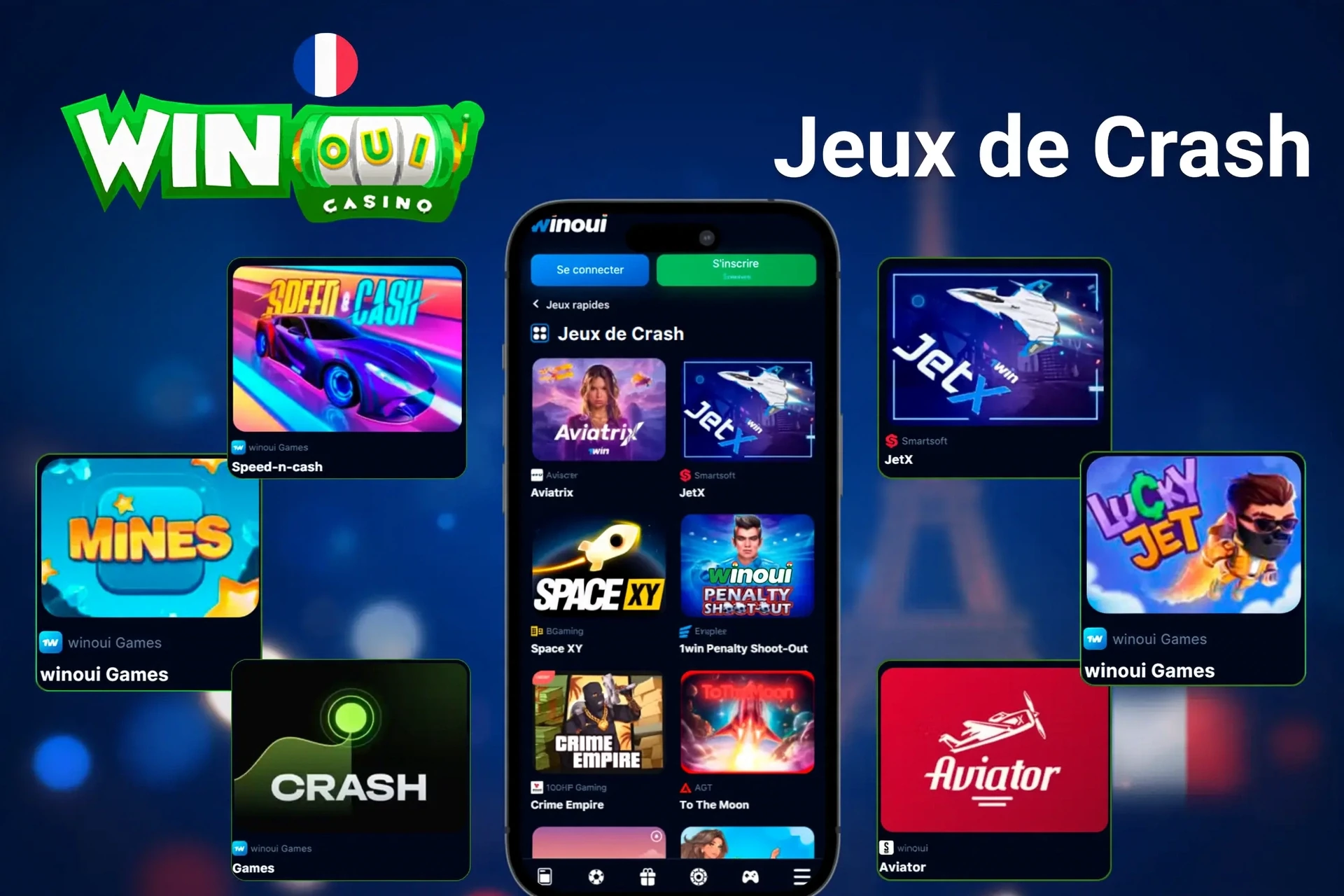 crash games such as Mines, Speed-n-cash, JetX, and Lucky Jet displayed on mobile app